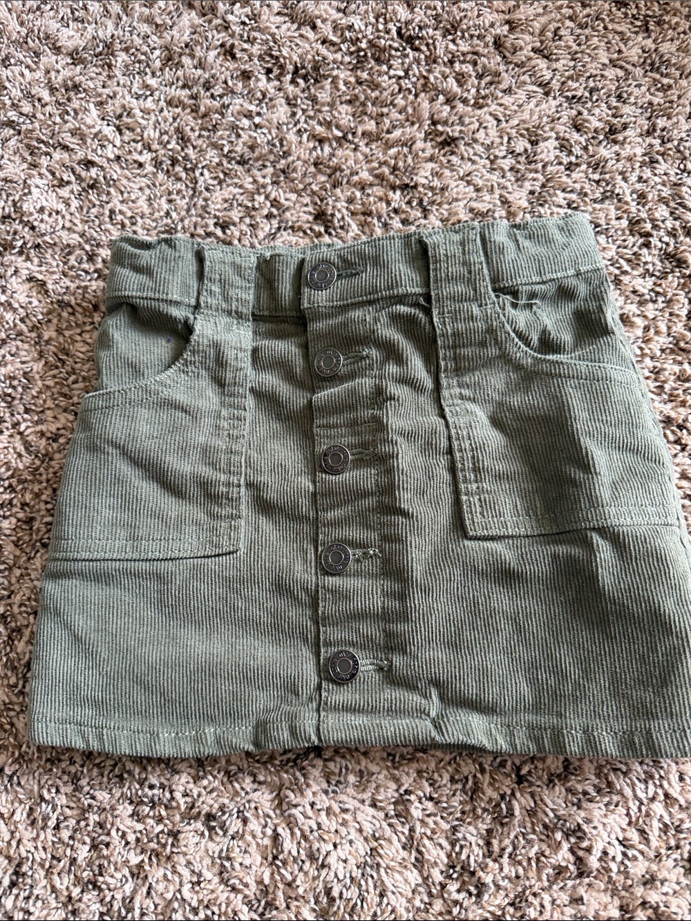 okie dokie Olive Green Corduroy Button Skirt